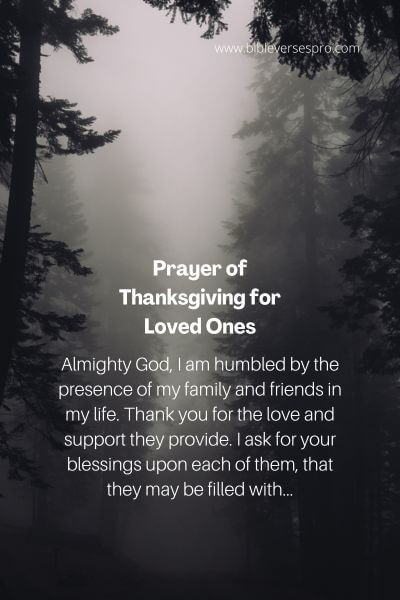 Prayer Of Thanksgiving For Loved Ones