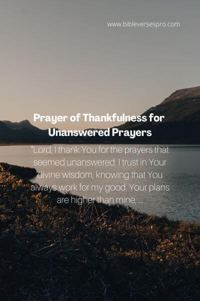 Prayer of Thankfulness for Unanswered Prayers