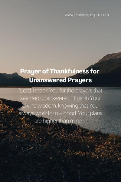 Prayer Of Thankfulness For Unanswered Prayers